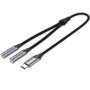 CONVERSOR USB-C/M A 2xJACK 3.5/M 0.30 M GRIS VENTION